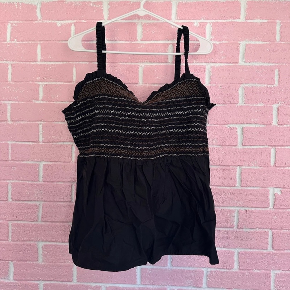 Old Navy Black Smocked Ruffled Camisole Top